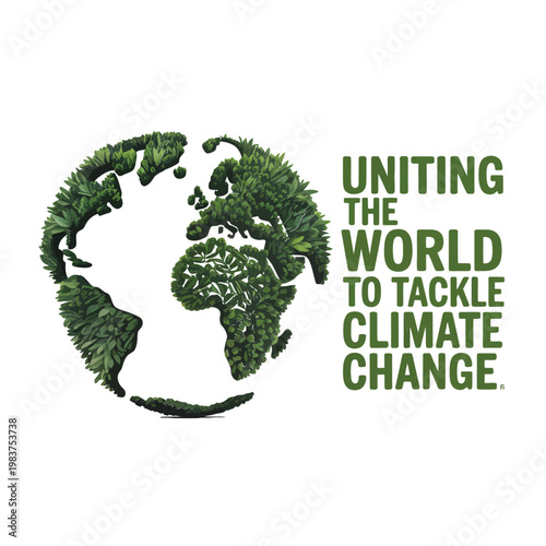 Foto A green earth composed of foliage with a call to climate action