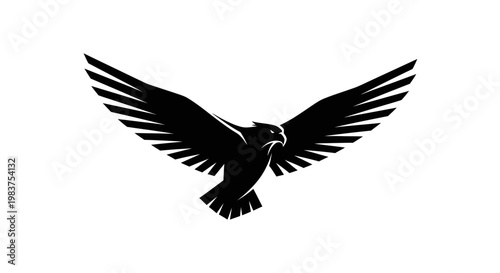 Black Eagle Logo Design with Wide Wings Spread