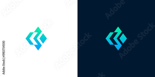 Abstract geometric diamond shape logo design with gradient colors