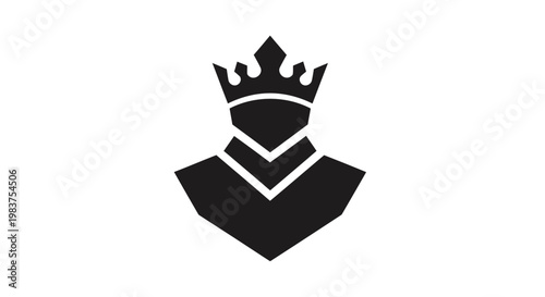 Abstract Black King's Crown Logo Icon Symbolizing Royalty and Power