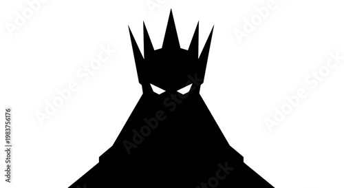 Dark Figure Wearing a Jagged Crown with Glowing Eyes, Symbolizing Power and Mystery