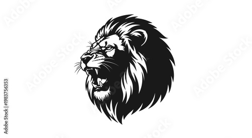 Foto Fierce Roaring Lion Head Graphic Illustration Power Strength Symbol