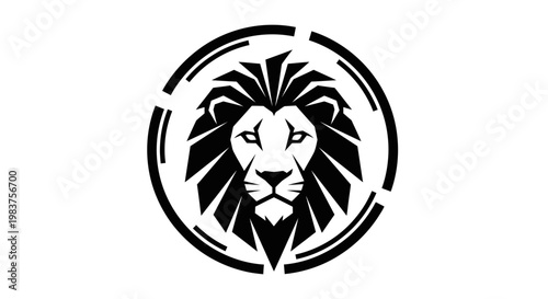 Bold Black Lion Head Logo Icon Representing Strength, Power, and Leadership