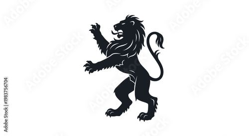 Heraldic Rampant Lion Silhouette Symbolizing Power Strength and Nobility