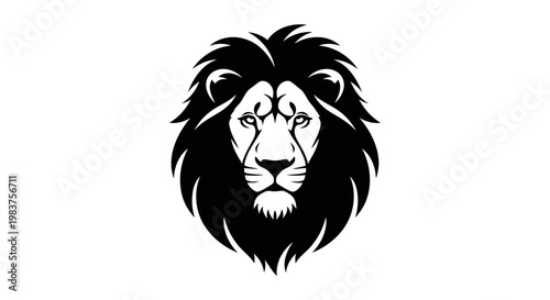 Fierce Black Lion Head Emblem with Majestic Mane and Intense Eyes