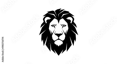 Bold Black Lion Head Silhouette Emblem Representing Power and Strength