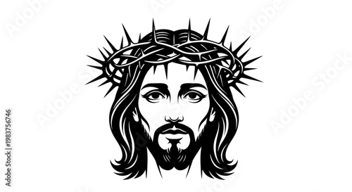 Jesus Christ Crown of Thorns Face Symbol Religious Iconography Cultural Representation