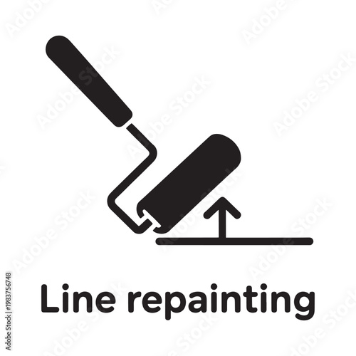 Black paint roller icon illustrating road or surface repainting