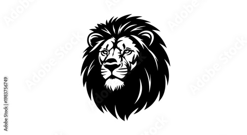 Intimidating Black and White Lion Face Logo for Branding and Design
