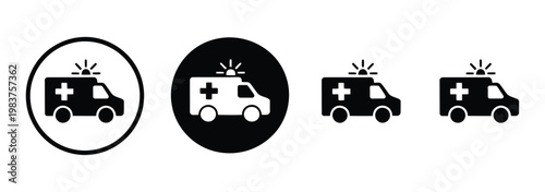Ambulance icon vector illustration, emergency medical transport vehicle symbol for hospital services, healthcare apps, emergency response systems, and medical UI/UX design