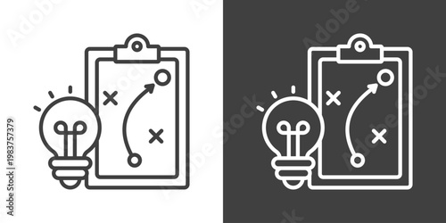 Strategic Roadmap Icon Set Vector Collection Isolated In Black And White