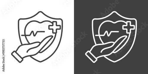 Health Insurance Icon Set Vector Collection Isolated In Black And White