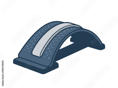 A blue and grey orthopedic back stretcher device with textured bumps for massage and pain relief.