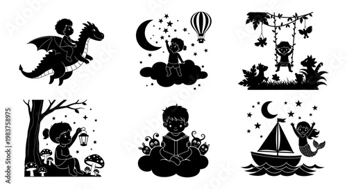 Children's Fantasy Adventures: Dragon Ride, Hot Air Balloon, Jungle Swing, Reading, Mermaid