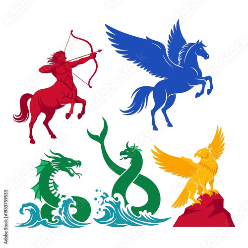 Mythical Creatures Collection: Pegasus, Centaur, Dragon, Hydra, Phoenix