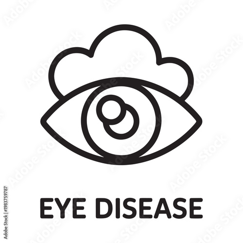 A stylized eye with a cloud inside representing vision problems