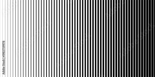 Line Halftone Gradation Abstract Pattern. Straight Lines Smooth Gradient Fade Texture Background. Black and White Parallel Stripes Thick to Thin Transition Effect.