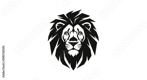 Majestic Black Lion Head Graphic Icon Symbolizing Power and Strength