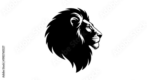 Majestic Black Lion Head Icon Symbolizing Power, Strength, and Leadership