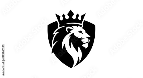 Majestic Lion Head with Crown Emblem and Shield Logo Design