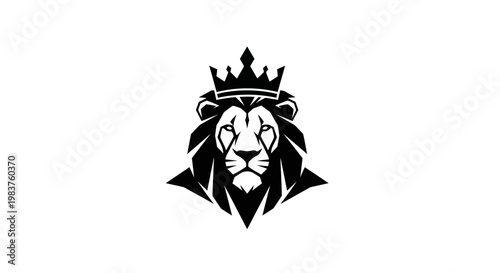 Majestic Lion Head with Crown Emblem Logo Design