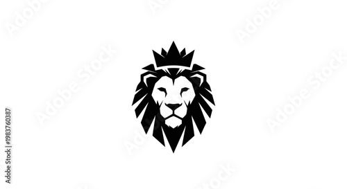 Majestic Lion Head with Crown Emblem Representing Power and Royalty in Graphic Design