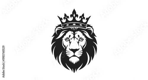 Majestic Lion Head with Regal Crown Emblem Symbol of Strength and Power