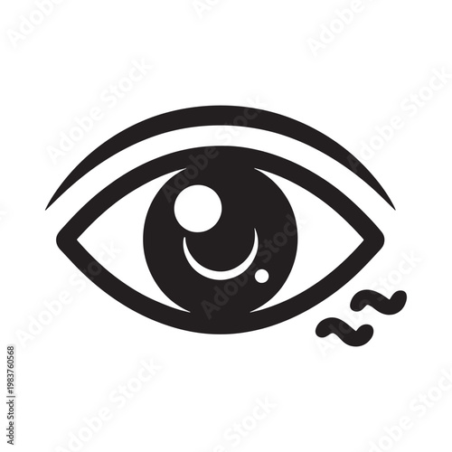 A stylized black eye with a reflection and sleepy visual cues