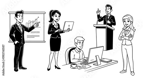 Business Team Collaboration Meeting Presentation and Office Work