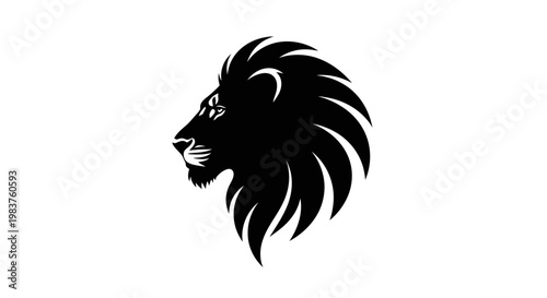 Majestic Black Lion Head Silhouette Symbolizing Power, Strength, and Courage