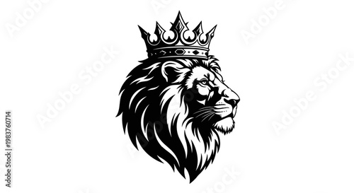 Majestic Lion King Head with Crown Symbolizing Power and Royalty