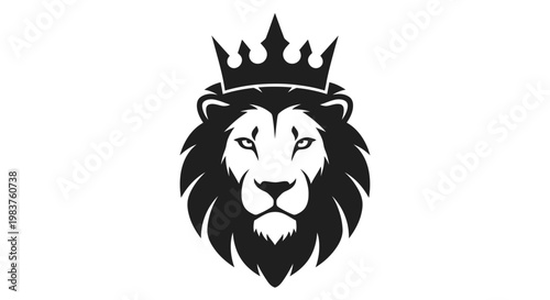 Photos Majestic Lion King Illustration with Crown Symbolizing Royalty, Power, and Stren