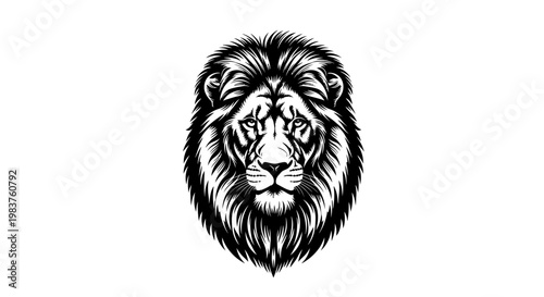 Majestic Lion Head Illustration: Fierce King of the Jungle with Intense Gaze
