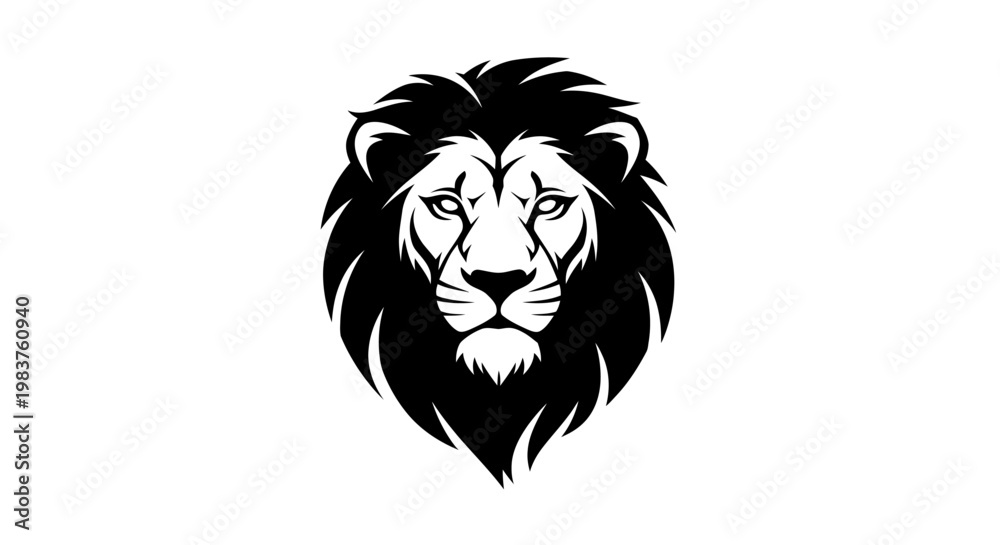 Fototapeta premium Majestic Lion Head Silhouette Icon Symbolizing Strength and Power