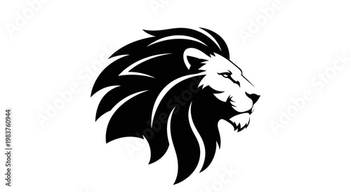 Majestic Lion Head Silhouette Logo with Powerful Mane and Fierce Expression