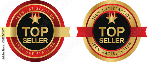 Best seller vector badge. Premium vector with ribbon and star for awards and best sellers.