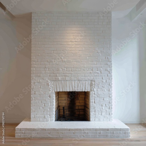 Cozy white brick fireplace interior 4