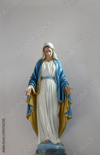 Close-up of Beautiful Statue of Our lady of grace virgin Mary located in the church, Thailand. selective focus.