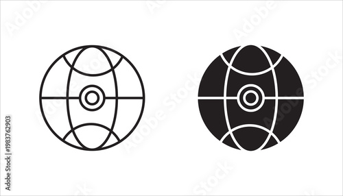 Abstract globe-like sphere with intersecting lines symbolizing global connectivity, communication networks, worldwide data exchange, and digital infrastructure.