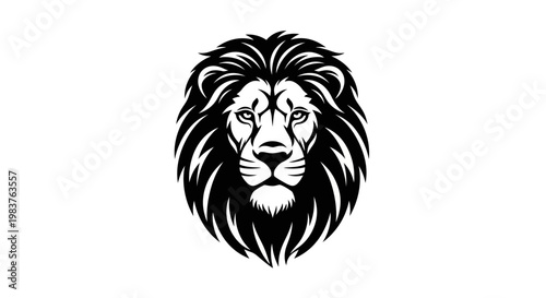 Powerful Black and White Lion Head Emblem Symbolizing Strength and Authority