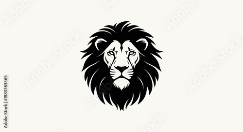 Powerful Black and White Lion Head Icon with Fierce Expression and Majestic Mane