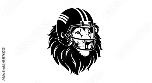 Powerful Lion Wearing American Football Helmet Mascot Symbolizing Strength and Sportsmanship