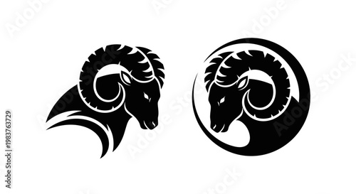 Ram Head Silhouette Icon Symbol, Powerful Ram Head Emblem, Tribal Ram Head