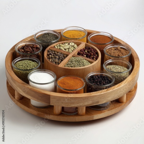Wooden Lazy Susan Spice Rack 2