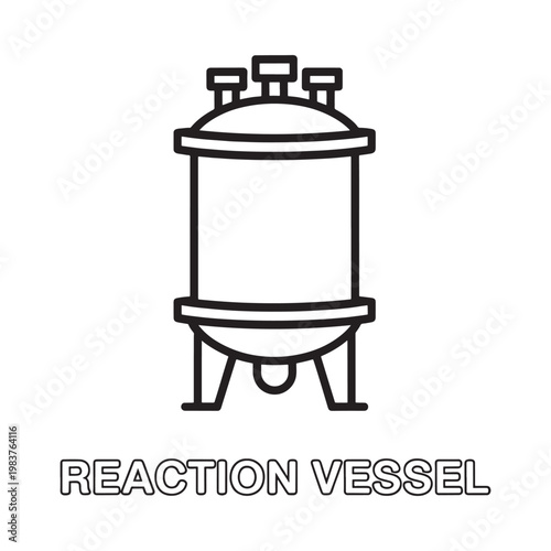 Line art illustration of an industrial reaction vessel with detailed components