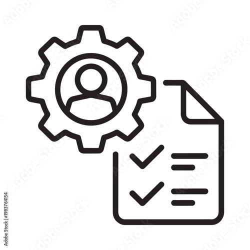 User settings and configuration with checklist line art illustration