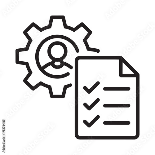 Workflow automation with gears user profile and document checklist icon