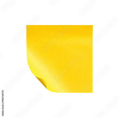 Yellow sticky note with curled corner isolated on black background for reminders and notes providing a blank template and copy space