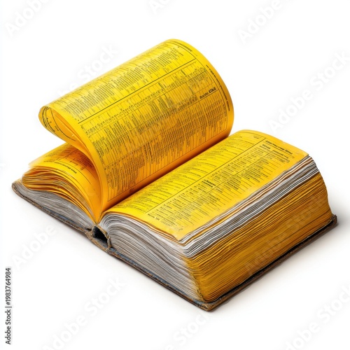 Yellow Pages directory on a wooden table