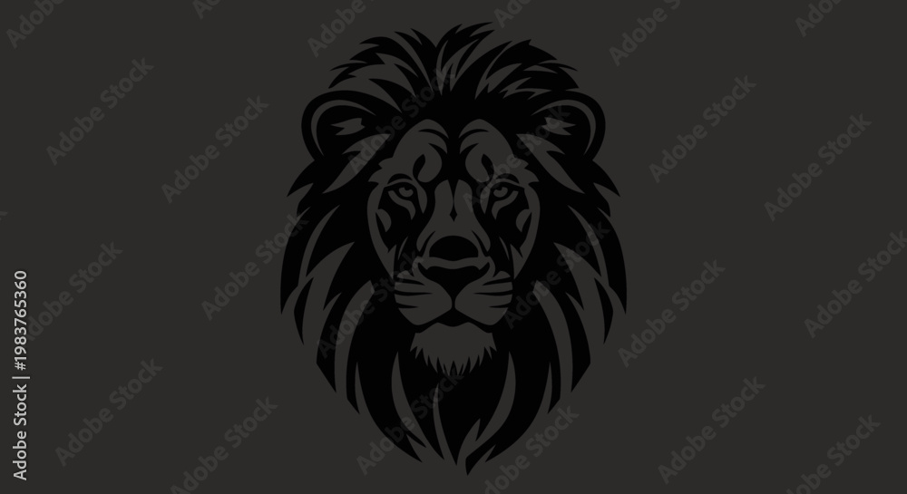 Fototapeta premium Stylized Black Lion Head Emblem Represents Strength, Power, and Royalty